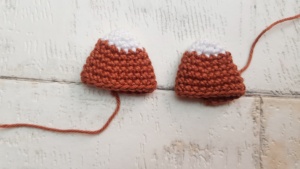 two crochet ears for fox