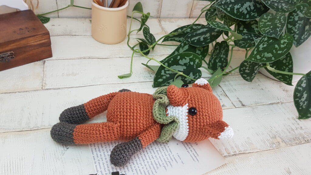 crochet fox laying down