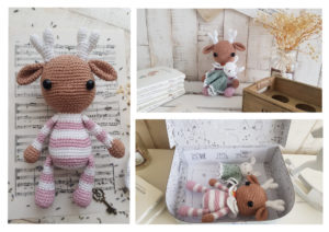 crochet deer collage