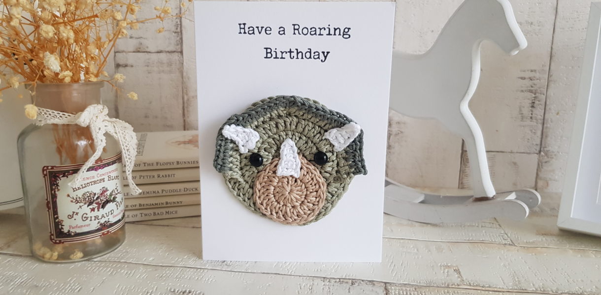 crochet dino card