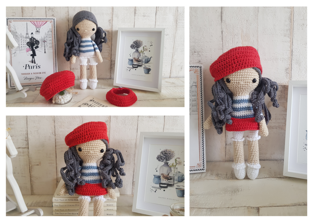 crochet french doll collage