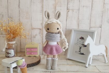 Bunny doll standing with pretty outfit