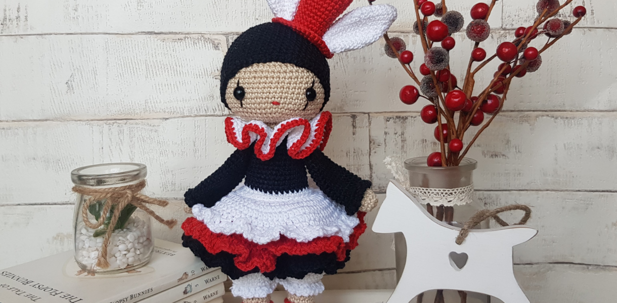 crochet pierrot clown doll