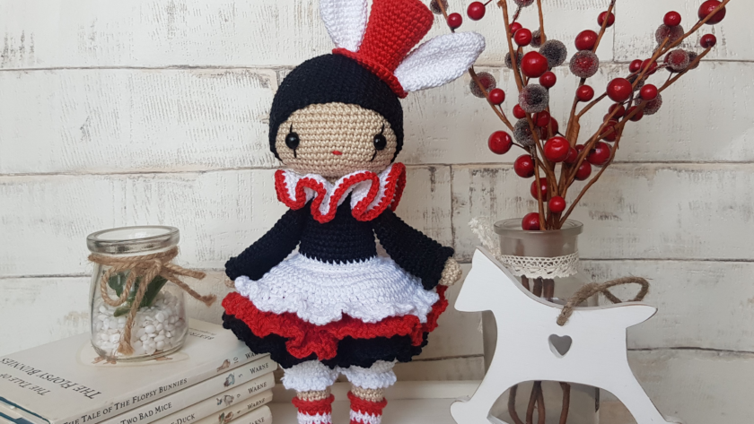 crochet pierrot clown doll