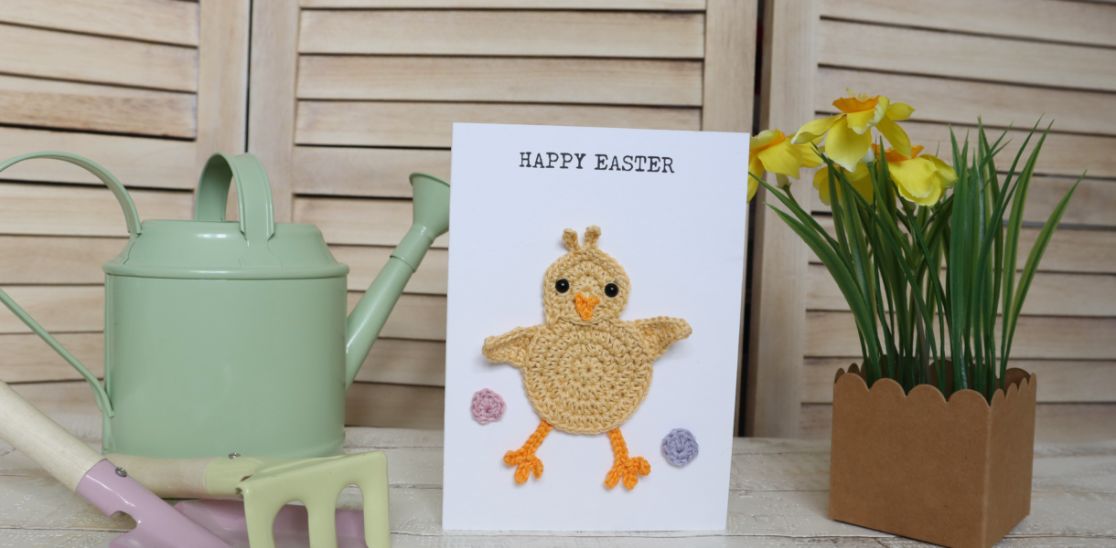 Easter card in spring pastel coloured environment