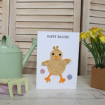 Easter card in spring pastel coloured environment