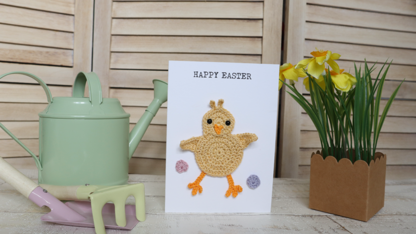 Easter card in spring pastel coloured environment