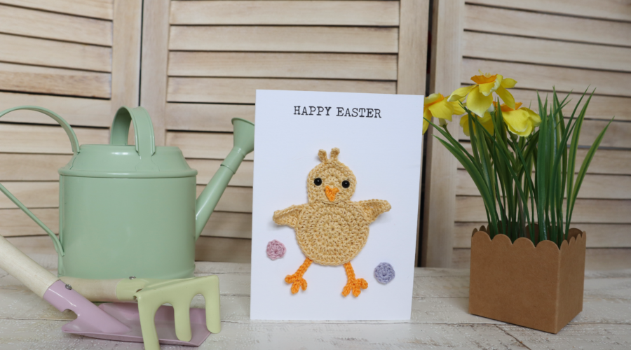 Easter card in spring pastel coloured environment